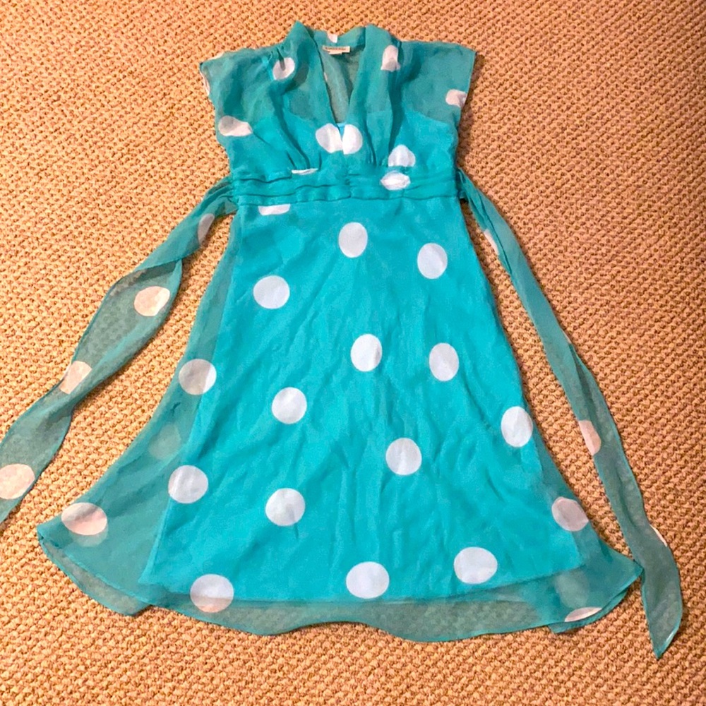 Size 12 junior mint blue green with white polka dots